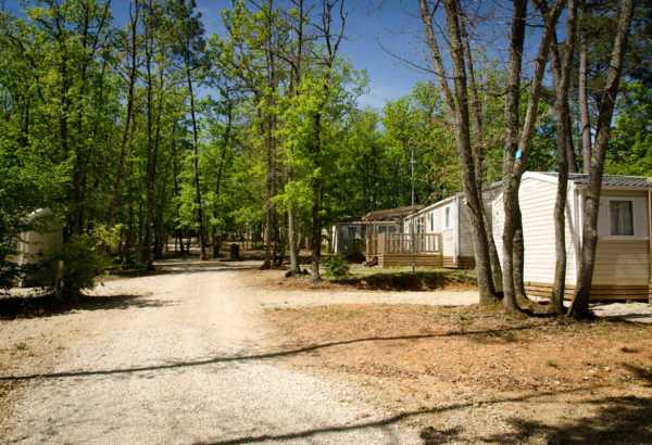 Allée du camping - Les mobil-homes dans un cadre naturel